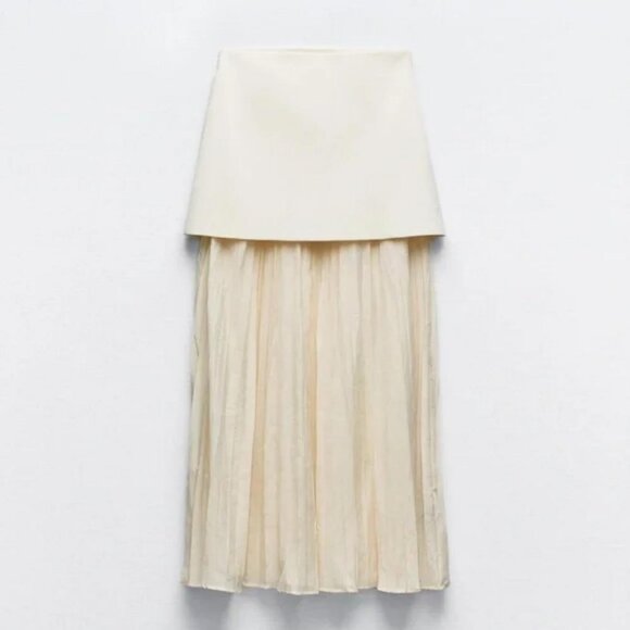 ZARA MIXED PLEATED KNIT SKIRT - Picture 9 of 10